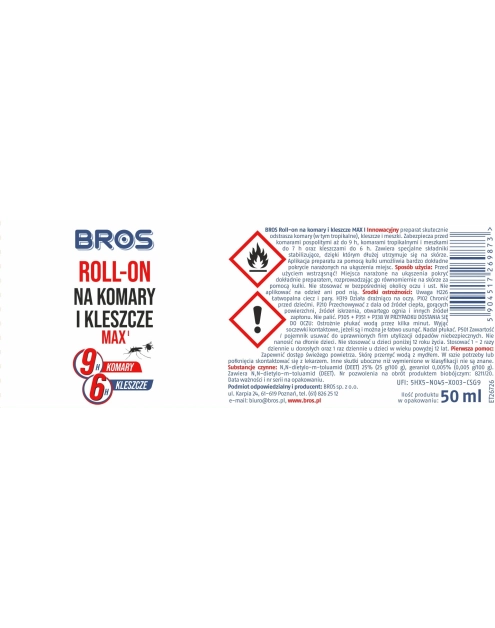 Zdjęcie: Rollon na komary i kleszcze Max 50 ml BROS