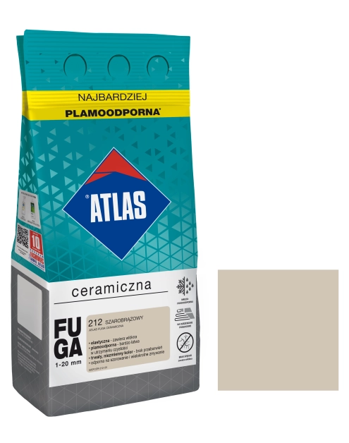 Zdjęcie: Fuga ceramiczna 212 szarobrązowy, alubag, 5 kg ATLAS