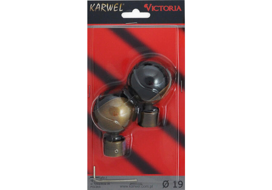 Zdjęcie: Końcówka karnisza Victoria fi 19 mm 2 szt luna tytan KARWEL