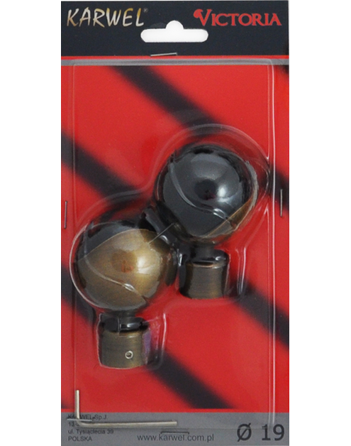 Zdjęcie: Końcówka karnisza Victoria fi 19 mm 2 szt luna tytan KARWEL