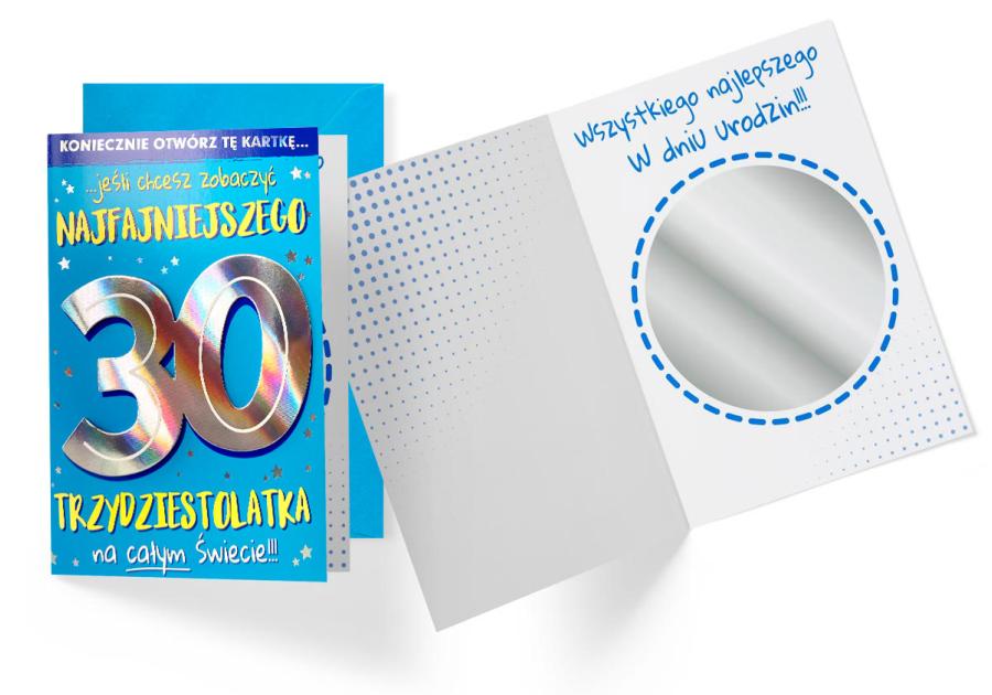 Zdjęcie: Karnet DK-922 Urodziny 30-latka - lusterko - cyfry KUKARTKA