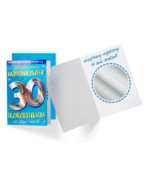 Zdjęcie: Karnet DK-922 Urodziny 30-latka - lusterko - cyfry KUKARTKA