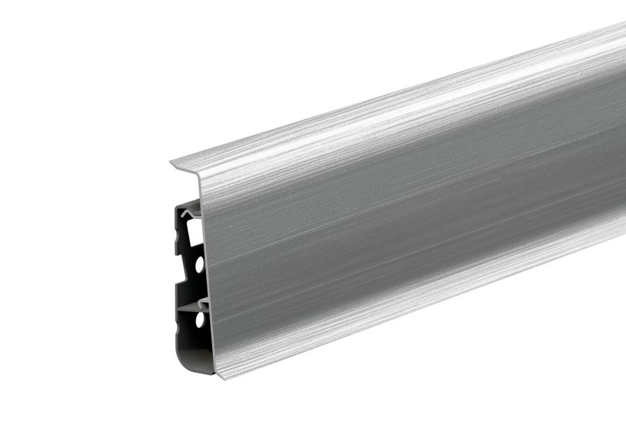Zdjęcie: Listwa przypodłogowa PVC Hi Line Prestige 2,2x7,5 cm 2,50 m Aluminium szczotkowane Mat CEZAR