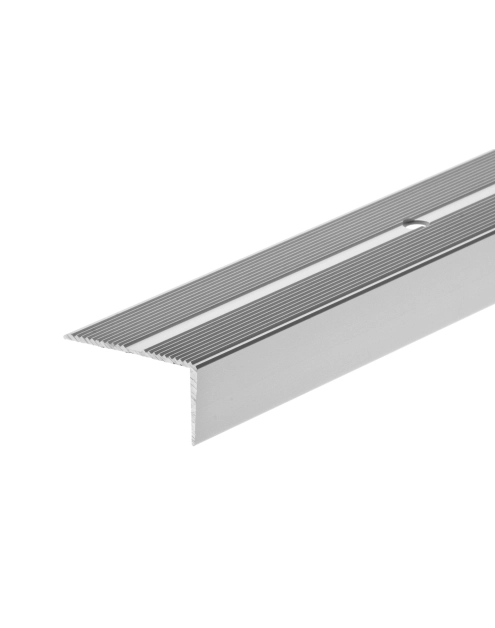 Zdjęcie: Profil schodowy szeroki z ryflem 40x20 mm AL LSSR 1 m srebrny CEZAR