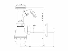 Syfon zlewozmywakowy pojedyńczy z metalowym sitkiem PSB TYCNER