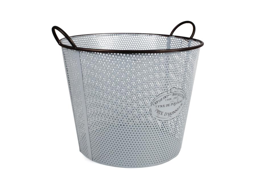 Zdjęcie: Koszyk z uchwytami okragły 44x44x34/39 cm szaroniebieski metalowy TIN TOURS