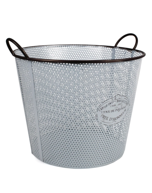 Zdjęcie: Koszyk z uchwytami okragły 44x44x34/39 cm szaroniebieski metalowy TIN TOURS