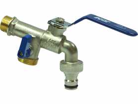 Zawór kulowy czerpalny z dwoma wyjściami 1/2x3/4x3/4 z szybkozłączką TYCNER