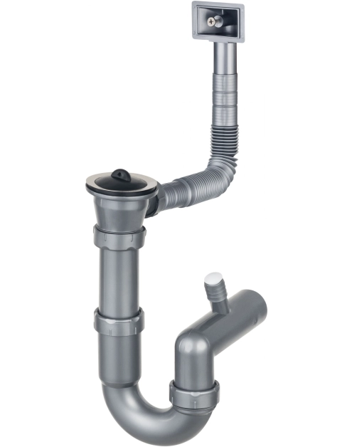 Zdjęcie: Syfon do zlewozmywaka stalowego nakładanego 1-komorowego - odpływ 2" stal DEANTE