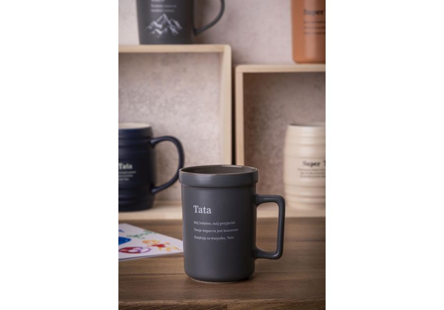 Zdjęcie: Kubek prosty 440 ml z kwadratowym uchem dekoracja tata mój bohater ALTOM DESIGN
