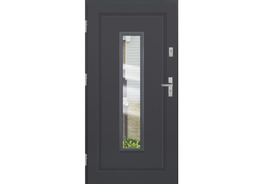 Zdjęcie: Drzwi zewnętrzne stalowo-drewniane Disting Mario 09 Antracyt 90 cm lewe KR CENTER