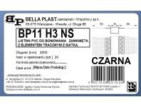 Zdjęcie: Listwa do boniowania PVC z siatką, zamknięta z elementem traconym BP11 H3NS L300 czarny BELLA PLAST