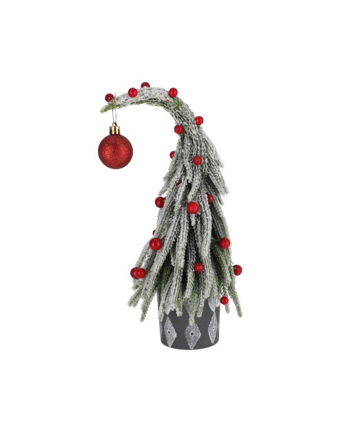 Zdjęcie: Choinka ośnieżona z ozdobami i dzownkiem zielono-czerwona 33 cm JUMI