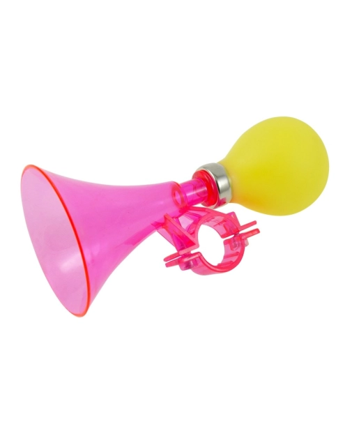 Zdjęcie: Trąbka rowerowa Soffy z mocowniem różowo żółta BIMBO BIKE