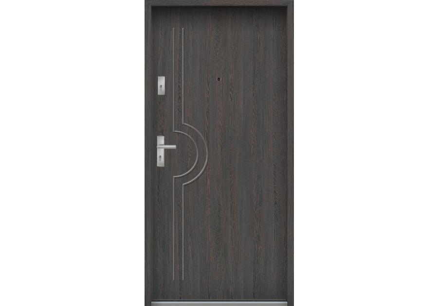 Zdjęcie: Drzwi wejściowe do mieszkań Bastion N-03 Wenge deska 90 cm prawe OSPŁ KR CENTER