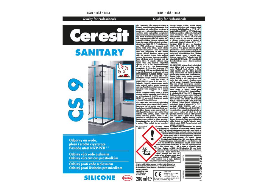Zdjęcie: Silikon sanitarny biały 280 ml CS9 CERESIT
