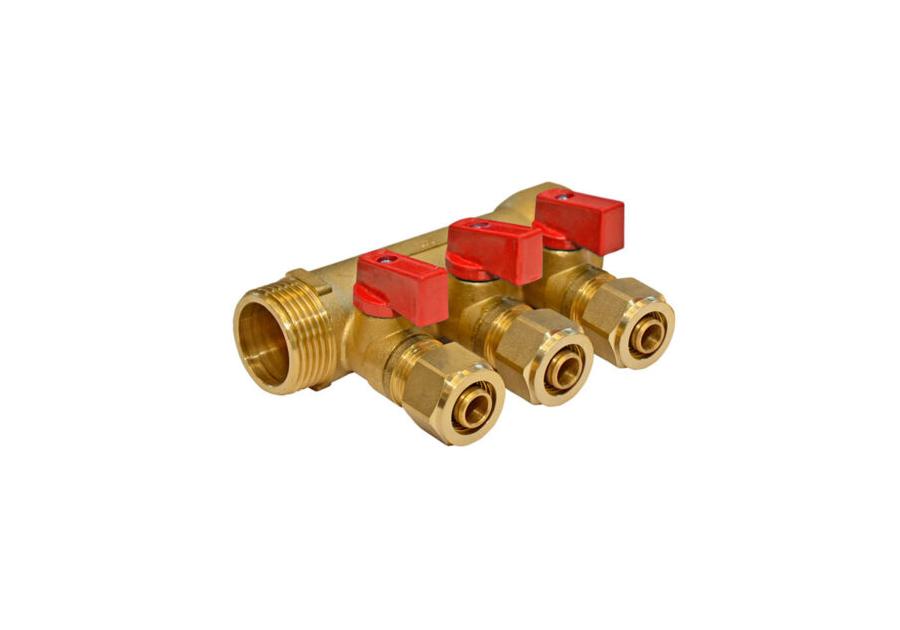 Zdjęcie: Rozdzielacz PEX 1 x 16 mm x 3 z zaworami do ciepłej wody IDMAR