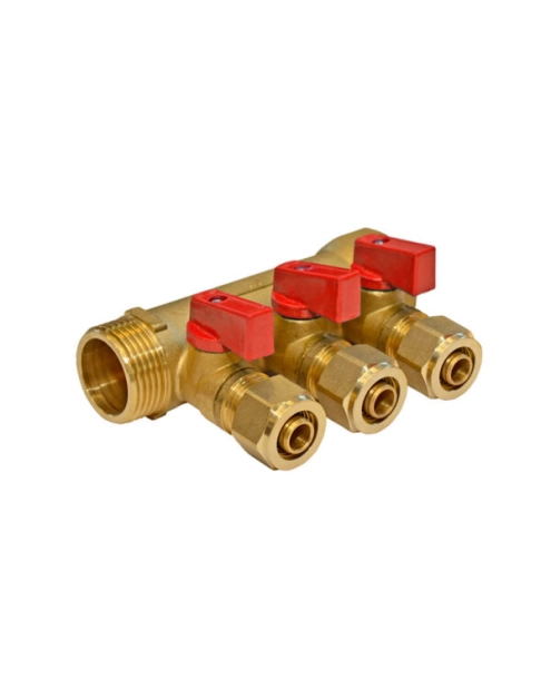 Zdjęcie: Rozdzielacz PEX 1 x 16 mm x 3 z zaworami do ciepłej wody IDMAR