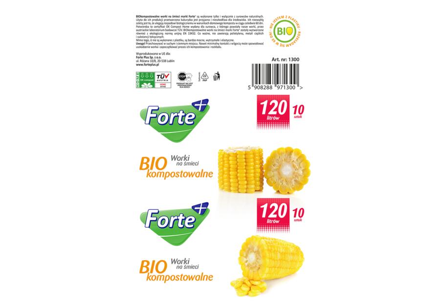 Zdjęcie: Worki na śmieci biokompostowalne 120 L - 10 szt. FORTE+