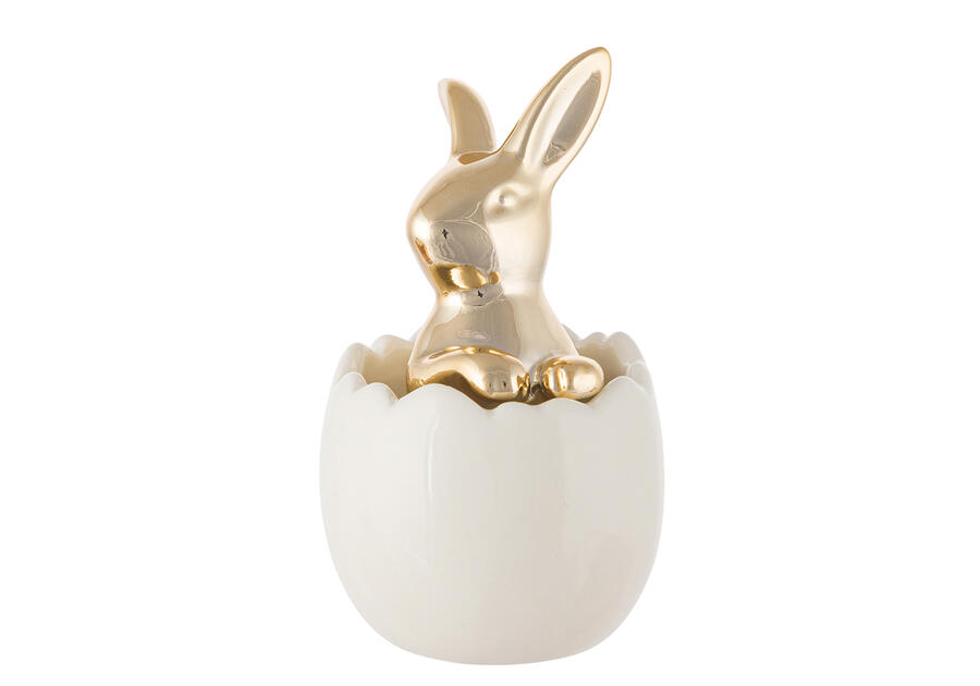 Zdjęcie: Figurka ceramiczna złoty zając w jajku 5,5x5,5x9,5 cm dekor B ALTOMDESIGN