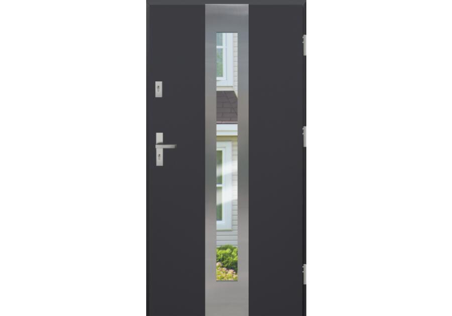 Zdjęcie: Drzwi zewnętrzne stalowo-drewniane Disting Otello 05 Antracyt 80 cm prawe KR CENTER