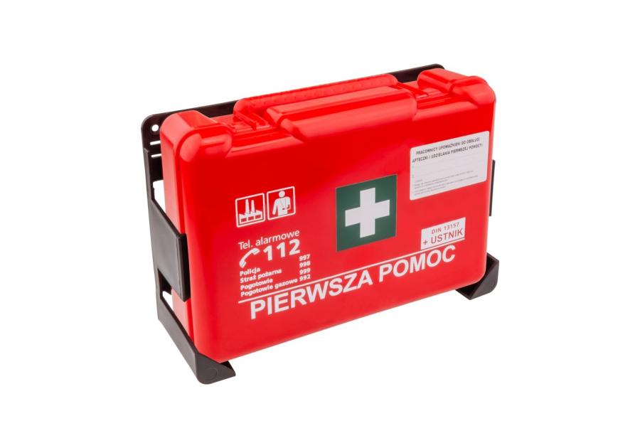 Zdjęcie: Apteczka przenośna zakładowa 260x170x80 mm z wyposażeniem DIN13157 + maseczka METRO