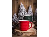 Zdjęcie: Kubek prosty duży 640 ml z wywiniętym rantem i tłoczeniem dekoracja choinki czerwone ALTOM DESIGN