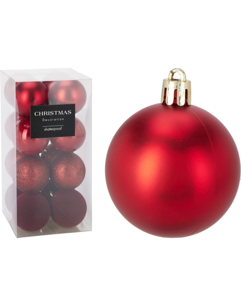 Zdjęcie: Bombki plastikowe 6 cm - 16 szt. ciemnoczerwone KOOPMAN