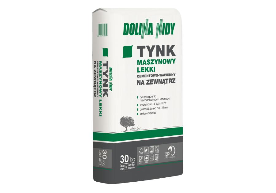 Zdjęcie: Tynk cementowo-wapienny maszynowy lekki na zewnątrz 30 kg DOLINA NIDY