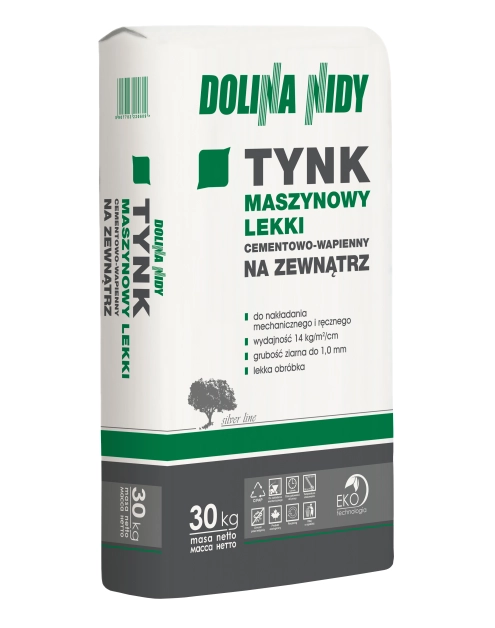 Zdjęcie: Tynk cementowo-wapienny maszynowy lekki na zewnątrz 30 kg DOLINA NIDY