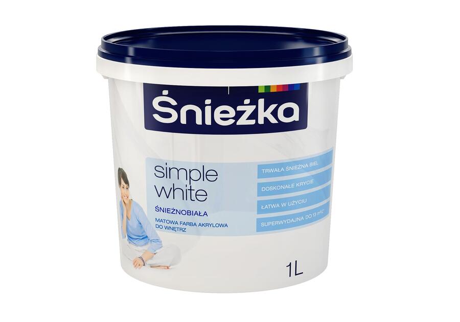 Zdjęcie: Farba do ścian i sufitów Simple White 1 L ŚNIEŻKA