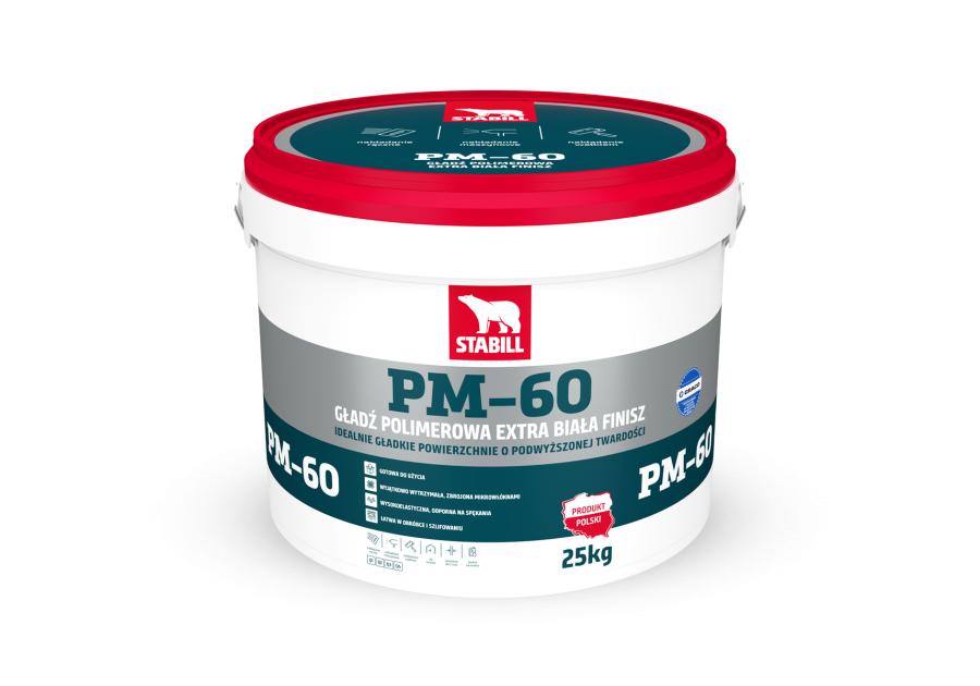 Zdjęcie: Gładź polimerowa extra biała Finisz 25 kg PM-60 STABILL