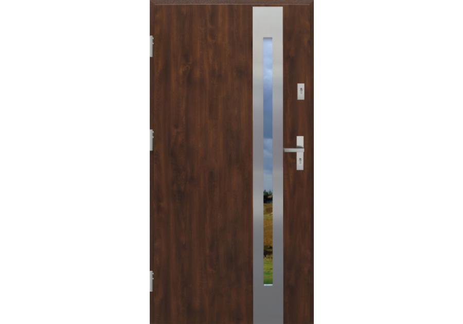 Zdjęcie: Drzwi zewnętrzne stalowo-drewniane Disting Otello 12B Orzech 80 cm lewe KR CENTER