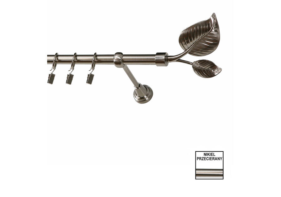 Zdjęcie: Karnisz pojedynczy Zeus fi 19 mm - 480 cm liść nikiel KARWEL