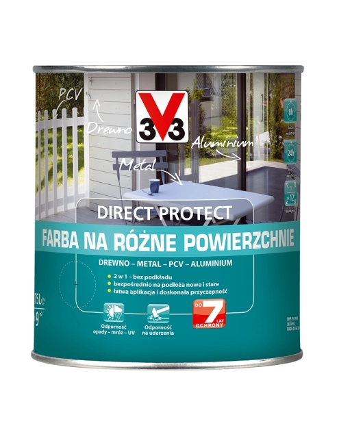 Zdjęcie: Farba na różne powierzchnie Direct Protect satyna błękit atlantycki 0,75 L V33