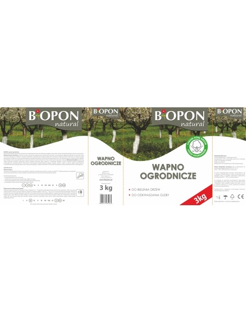 Zdjęcie: Wapno ogrodnicze do bielenia i odkwaszania gleby 3 kg BOPON