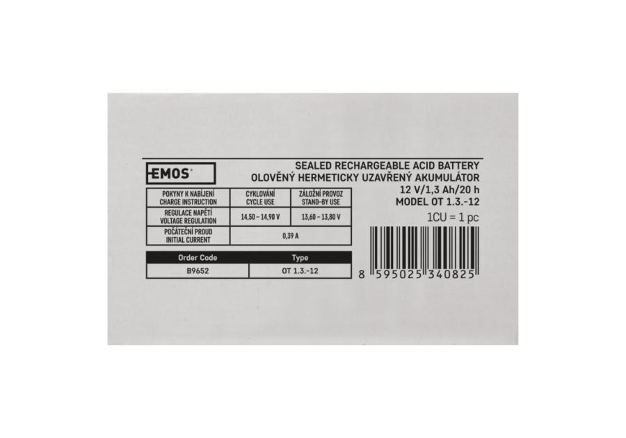 Zdjęcie: Akumulator AGM 12V 1,3Ah faston 4,7 EMOS