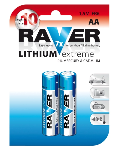 Zdjęcie: Bateria litowa Raver Lithium AA (FR6) blister 2 EMOS