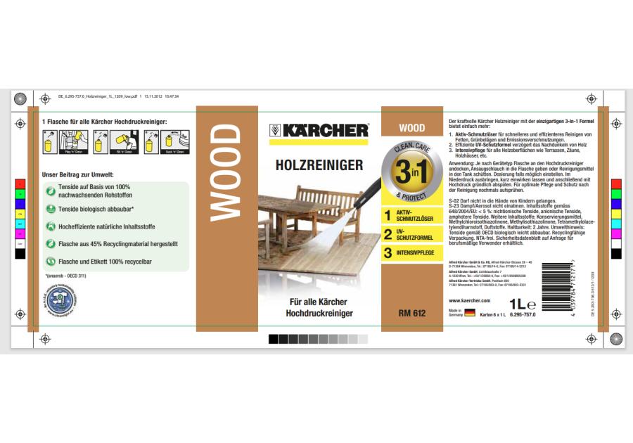 Zdjęcie: Środek do czyszczenia drewna 3 w 1, 1 L RM 612 6.295-757.0 KARCHER