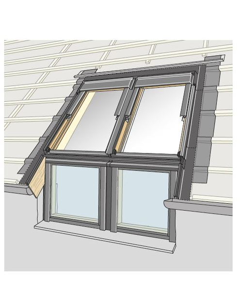 Zdjęcie: Kołnierz do okien kolankowych EFW 0022B profilowany dwa zestawy obok siebie, 114x118 cm VELUX