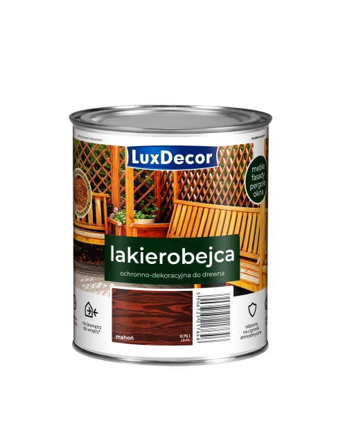 Zdjęcie: Lakierobejca do drewna 0,75 L mahoń LUXDECOR