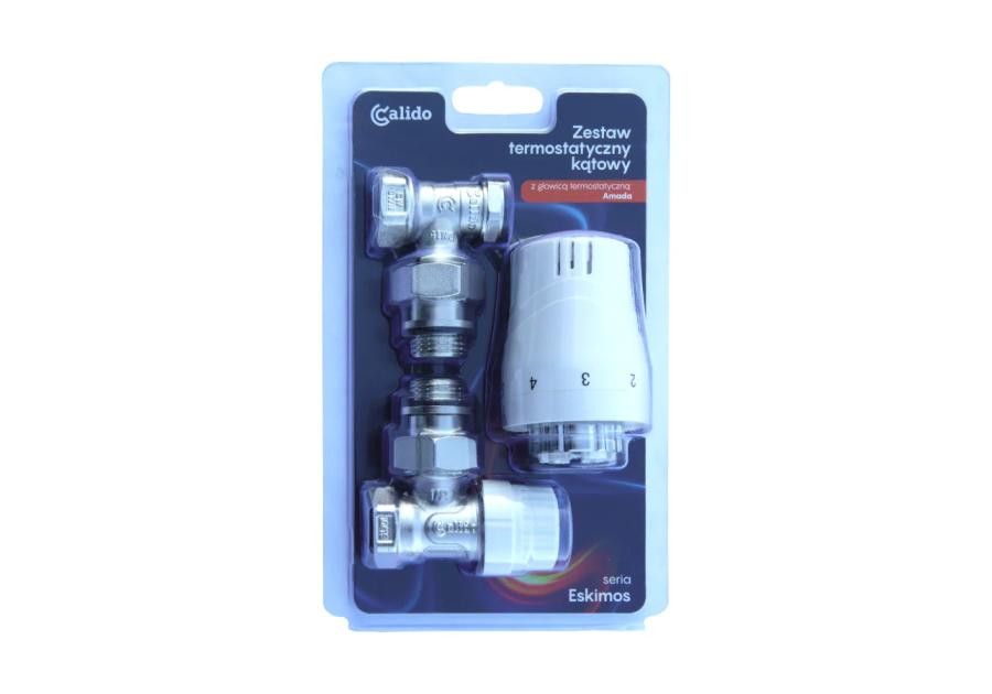 Zdjęcie: Zestaw grzejnikowy termostatyczny kątowy 1/2",  głowica termostatyczna Amada CALIDO