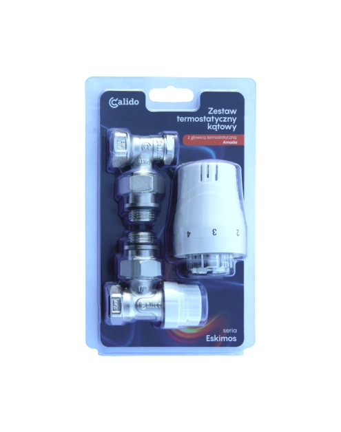 Zdjęcie: Zestaw grzejnikowy termostatyczny kątowy 1/2",  głowica termostatyczna Amada CALIDO