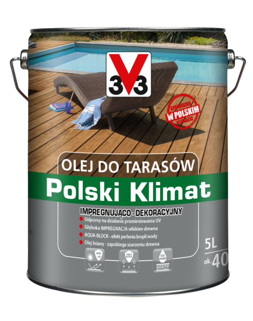 Zdjęcie: Olej do tarasów Polski Klimat 5 L Palisander V33