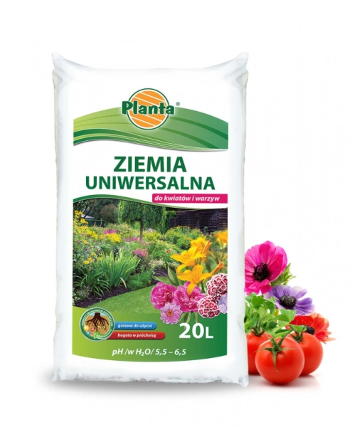 Zdjęcie: Ziemia uniwersalana do kwiatów i warzyw 20 L pH 5,5-6,5 PLANTA