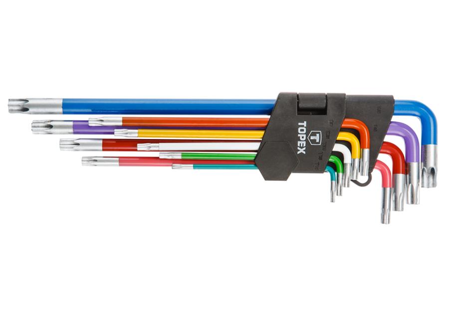 Zdjęcie: Klucze Torx kolorowe zestaw 9 sztuk TOPEX