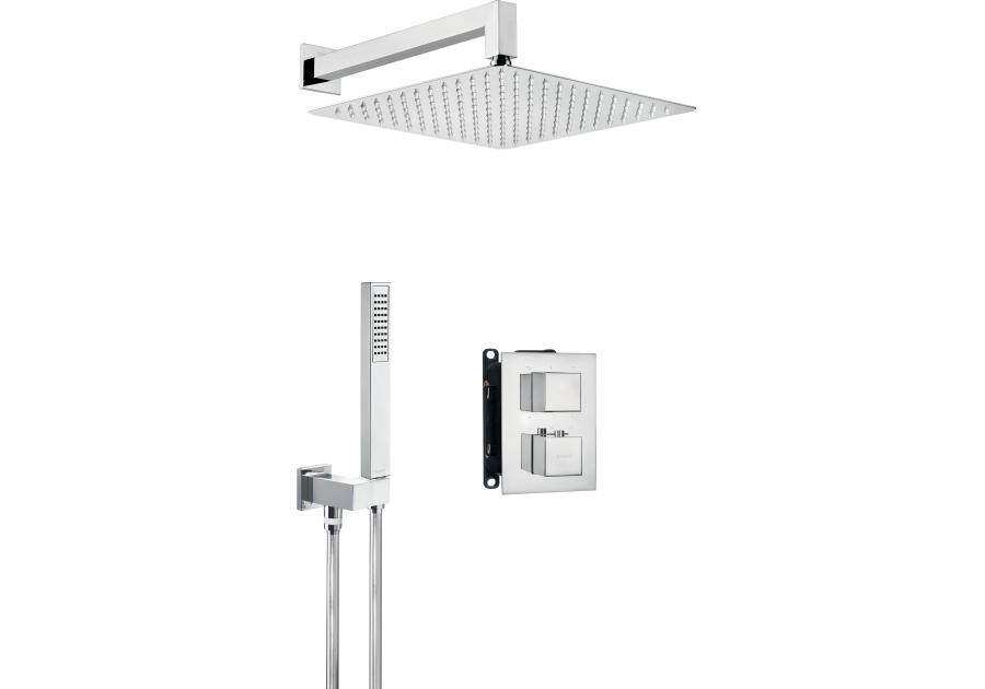 Zdjęcie: Komplet podtynkowy natryskowy chrom z boxem termostatycznym kwadratowy DEANTE