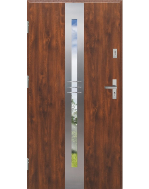 Zdjęcie: Drzwi zewnętrzne stalowo-drewniane Disting Otello 06 Dąb złoty 80 cm lewe KR CENTER