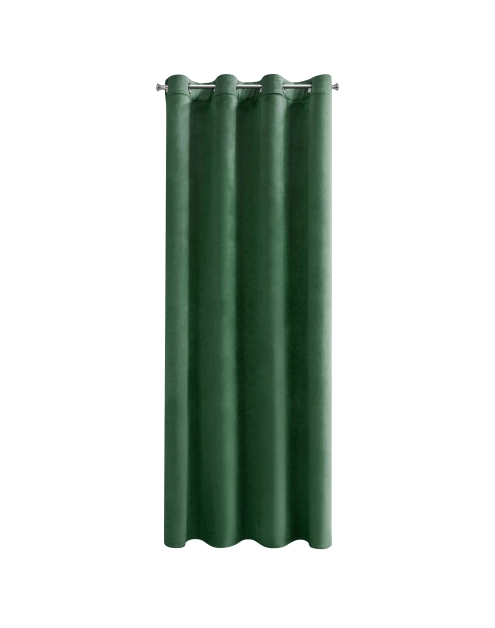 Zdjęcie: Zasłona z welwetu 135x250 cm na przelotkach ciemna zieleń EUROFIRANY