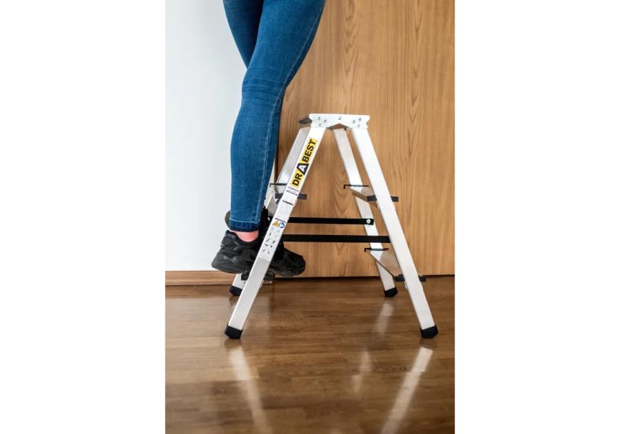 Zdjęcie: Drabina aluminiowa dwustronna 2x3 stopnie 125 kg DRABEST